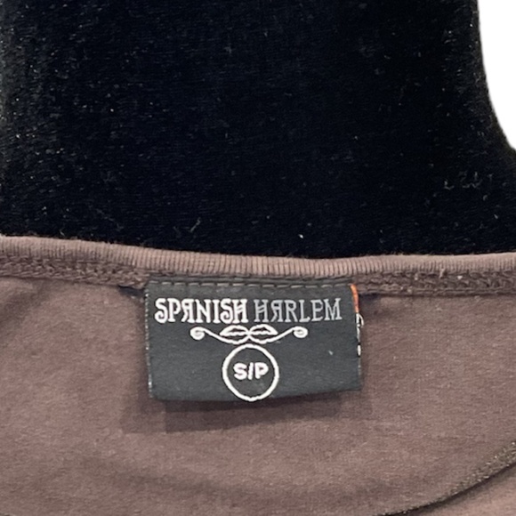 Spanish Harlem Brown Short Puff Sleeved Vintage T-Shirt - Picture 5 of 5